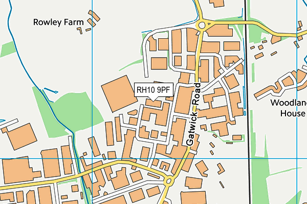 RH10 9PF map - OS VectorMap District (Ordnance Survey)