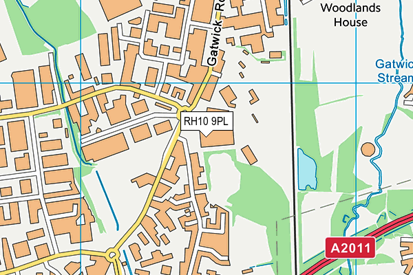 RH10 9PL map - OS VectorMap District (Ordnance Survey)
