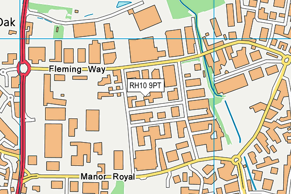 RH10 9PT map - OS VectorMap District (Ordnance Survey)