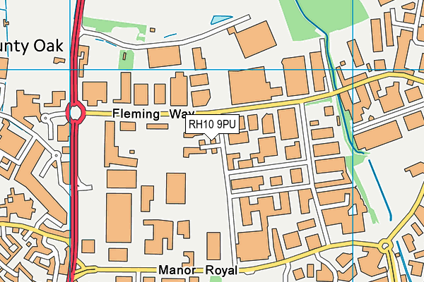 RH10 9PU map - OS VectorMap District (Ordnance Survey)