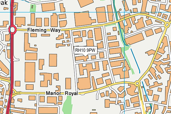 RH10 9PW map - OS VectorMap District (Ordnance Survey)