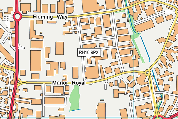 RH10 9PX map - OS VectorMap District (Ordnance Survey)