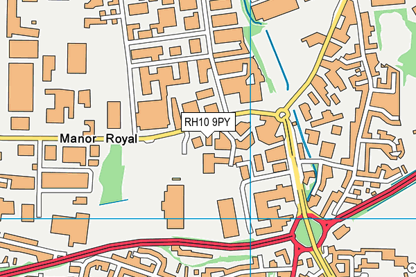 RH10 9PY map - OS VectorMap District (Ordnance Survey)
