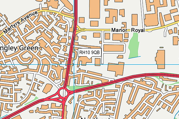 RH10 9QB map - OS VectorMap District (Ordnance Survey)