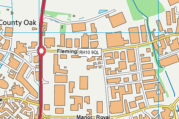 RH10 9QL map - OS VectorMap District (Ordnance Survey)