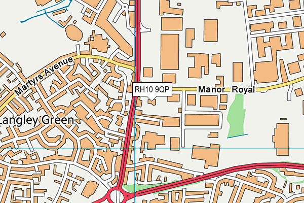RH10 9QP map - OS VectorMap District (Ordnance Survey)