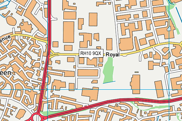 RH10 9QX map - OS VectorMap District (Ordnance Survey)