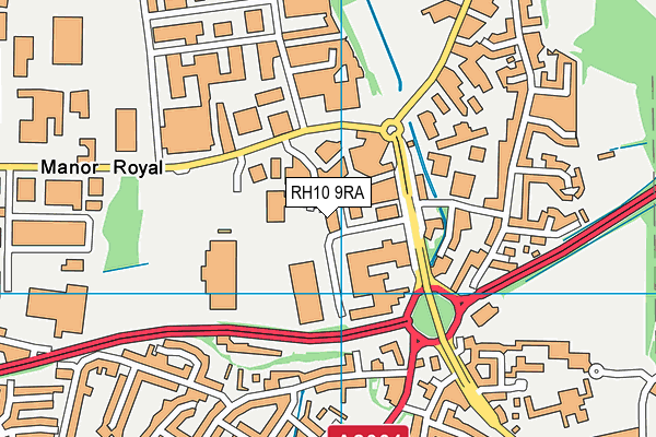 RH10 9RA map - OS VectorMap District (Ordnance Survey)