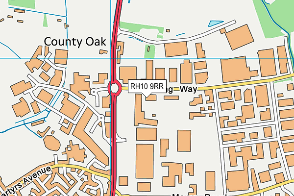 RH10 9RR map - OS VectorMap District (Ordnance Survey)