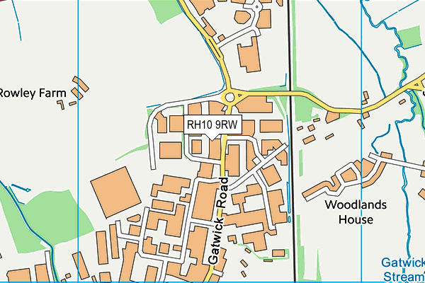 RH10 9RW map - OS VectorMap District (Ordnance Survey)