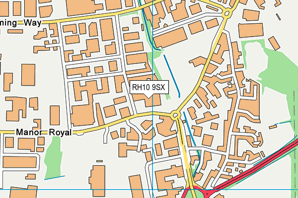 RH10 9SX map - OS VectorMap District (Ordnance Survey)