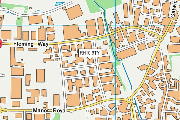 RH10 9TY map - OS VectorMap District (Ordnance Survey)