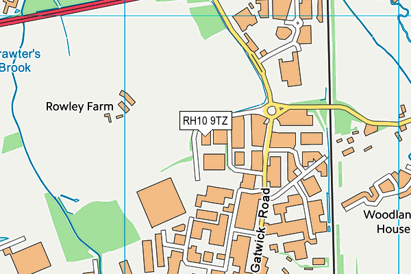 RH10 9TZ map - OS VectorMap District (Ordnance Survey)
