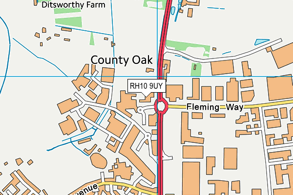 RH10 9UY map - OS VectorMap District (Ordnance Survey)