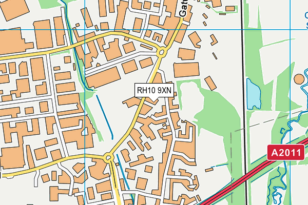 RH10 9XN map - OS VectorMap District (Ordnance Survey)