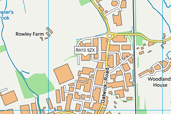RH10 9ZX map - OS VectorMap District (Ordnance Survey)