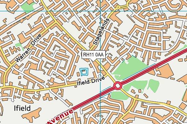 RH11 0AA map - OS VectorMap District (Ordnance Survey)