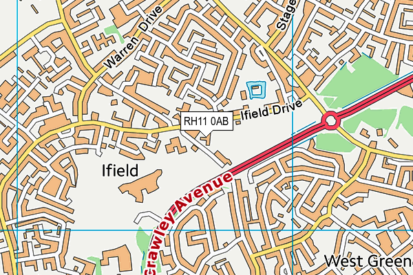 RH11 0AB map - OS VectorMap District (Ordnance Survey)