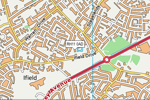 RH11 0AD map - OS VectorMap District (Ordnance Survey)