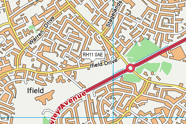 RH11 0AE map - OS VectorMap District (Ordnance Survey)