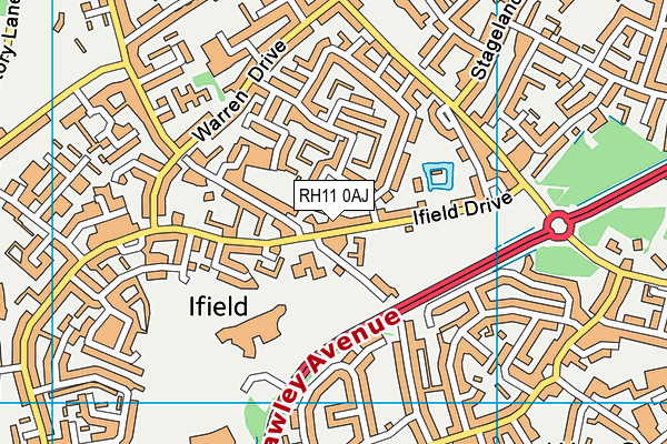 RH11 0AJ map - OS VectorMap District (Ordnance Survey)