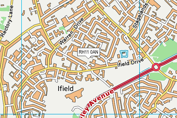 RH11 0AN map - OS VectorMap District (Ordnance Survey)