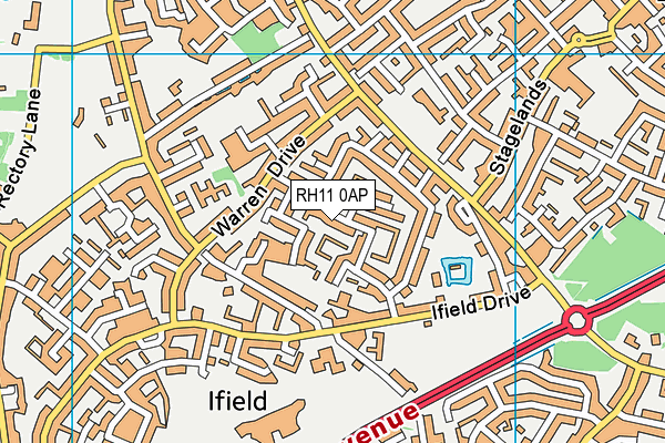 RH11 0AP map - OS VectorMap District (Ordnance Survey)