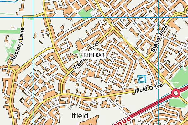 RH11 0AR map - OS VectorMap District (Ordnance Survey)