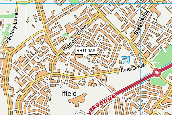 RH11 0AS map - OS VectorMap District (Ordnance Survey)