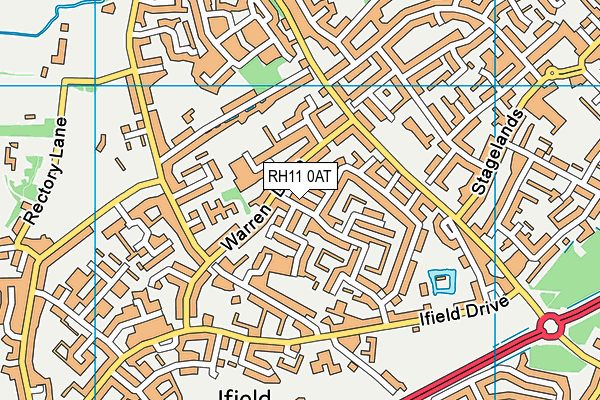 RH11 0AT map - OS VectorMap District (Ordnance Survey)