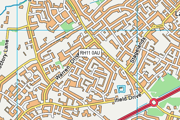 RH11 0AU map - OS VectorMap District (Ordnance Survey)