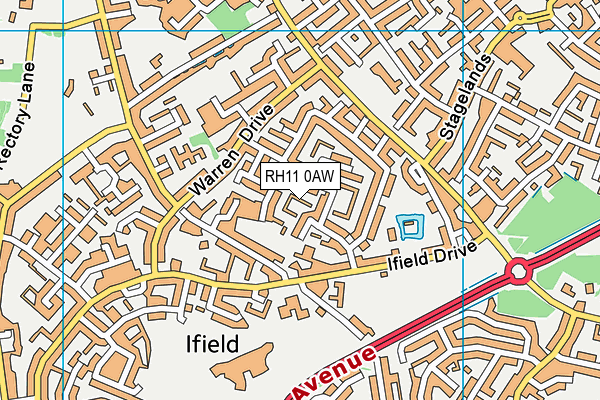 RH11 0AW map - OS VectorMap District (Ordnance Survey)