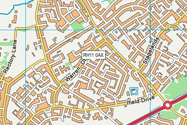 RH11 0AX map - OS VectorMap District (Ordnance Survey)
