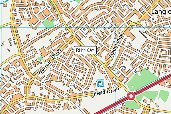 RH11 0AY map - OS VectorMap District (Ordnance Survey)