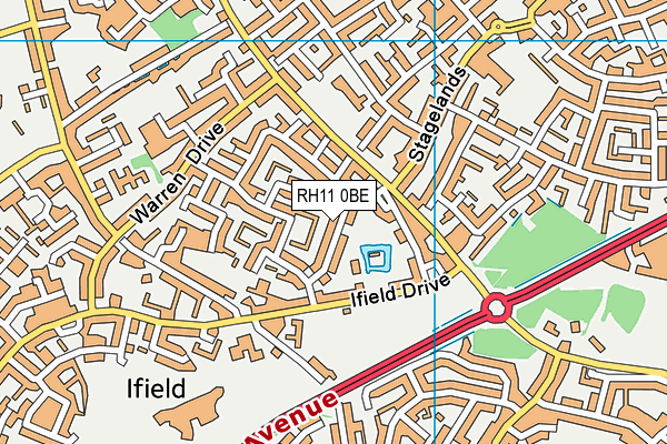 RH11 0BE map - OS VectorMap District (Ordnance Survey)