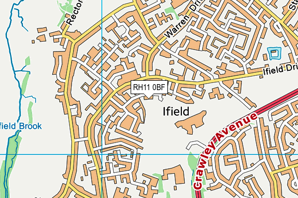 RH11 0BF map - OS VectorMap District (Ordnance Survey)