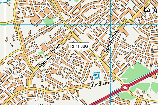 RH11 0BG map - OS VectorMap District (Ordnance Survey)