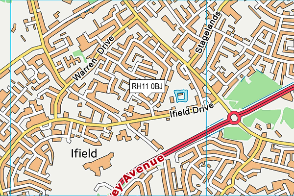 RH11 0BJ map - OS VectorMap District (Ordnance Survey)