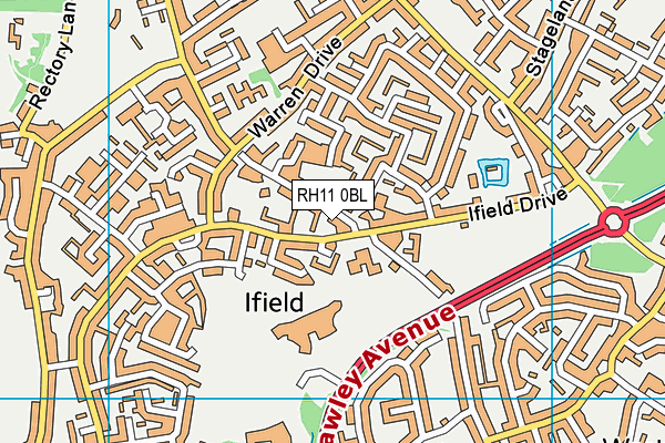 RH11 0BL map - OS VectorMap District (Ordnance Survey)