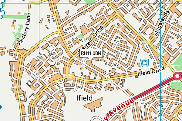 RH11 0BN map - OS VectorMap District (Ordnance Survey)