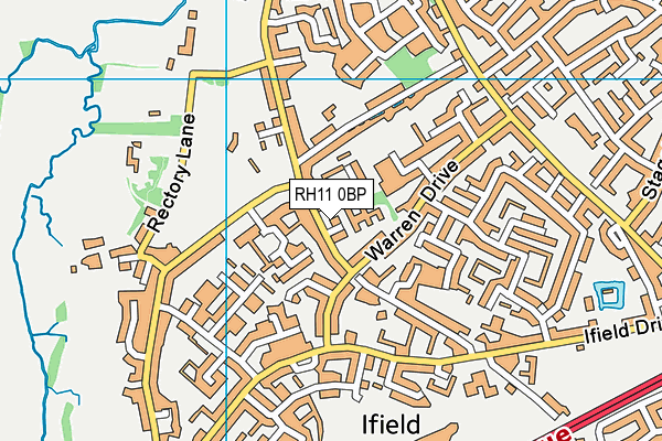 RH11 0BP map - OS VectorMap District (Ordnance Survey)