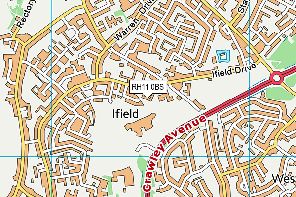 RH11 0BS map - OS VectorMap District (Ordnance Survey)