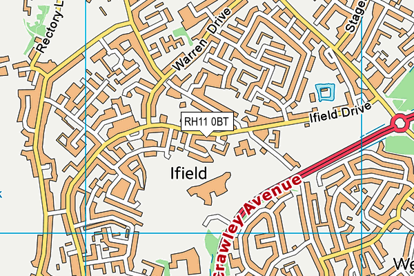 RH11 0BT map - OS VectorMap District (Ordnance Survey)