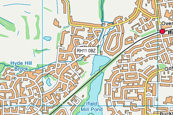 RH11 0BZ map - OS VectorMap District (Ordnance Survey)