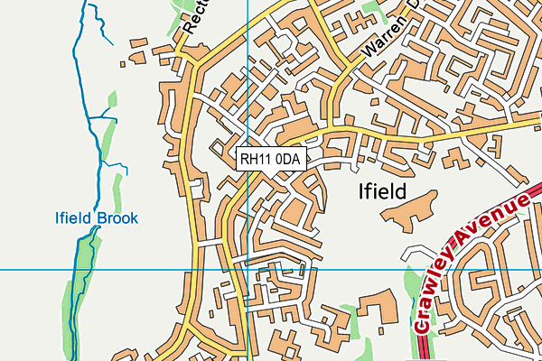 RH11 0DA map - OS VectorMap District (Ordnance Survey)