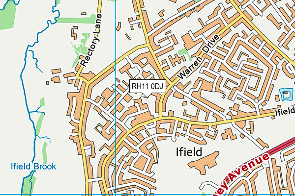 RH11 0DJ map - OS VectorMap District (Ordnance Survey)