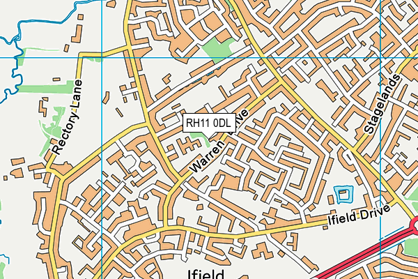 RH11 0DL map - OS VectorMap District (Ordnance Survey)