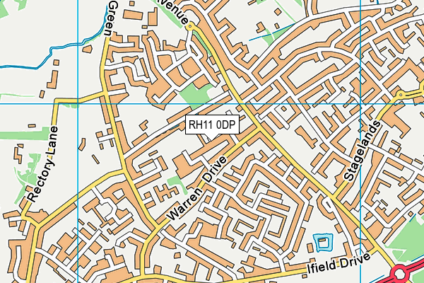 RH11 0DP map - OS VectorMap District (Ordnance Survey)