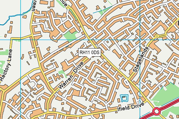 RH11 0DS map - OS VectorMap District (Ordnance Survey)