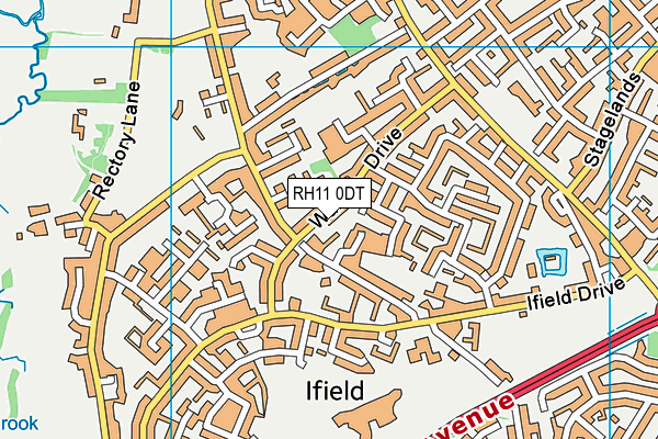 RH11 0DT map - OS VectorMap District (Ordnance Survey)